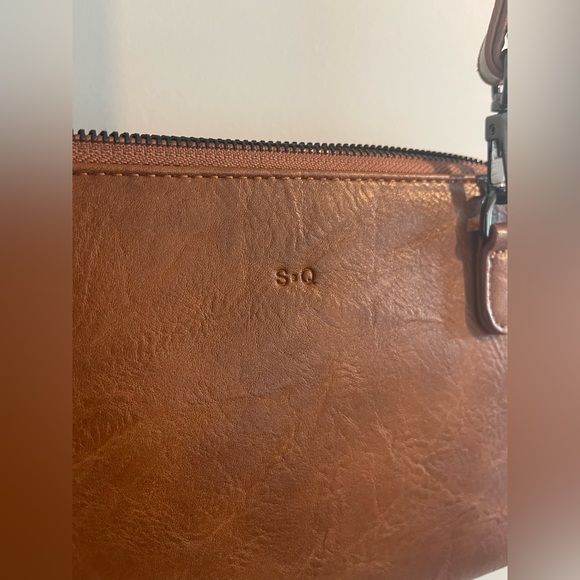 S-Q Vegan Leather Crossbody Bag with Wristlet Strap - Picture 2 of 5